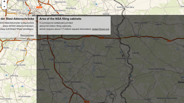 Zoomed out to cover large parts of the German countryside, and it's still just NSA archives. How big is this thing anyway?