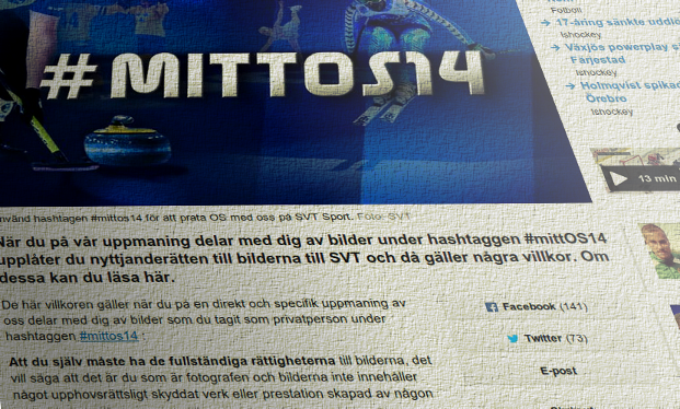 Villkor åberopade av SVT, när andra människor publicerar bilder på twitter.