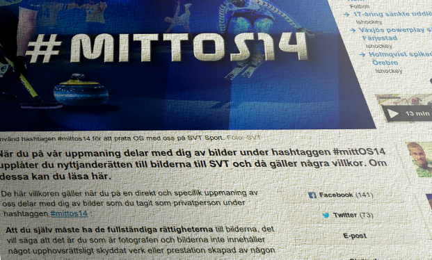 "Terms and conditions" asserted by SVT, the Swedish Public Television, when other people post images on Twitter