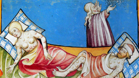 Painting of Black Death from 1411. Copyright has expired.