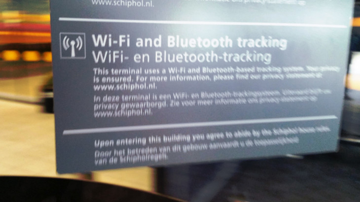 "This terminal uses a Wi-Fi and Bluetooth-based tracking system. Your privacy is ensured." Also, war is peace, freedom is slavery, and ignorance is strength.